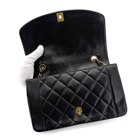 CHANEL VINTAGE DIANA MEDIUM CHAIN SHOULDER BAG BLACK LAMB SKIN 90272514 - PURPOSE