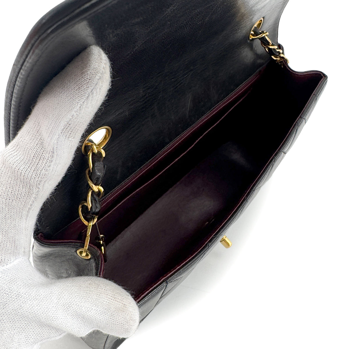 CHANEL VINTAGE DIANA MEDIUM CHAIN SHOULDER BAG BLACK LAMB SKIN 90272514