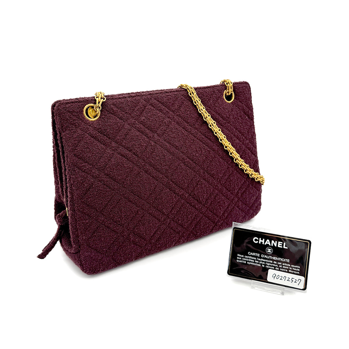 CHANEL VINTAGE CHAIN SHOULDER BAG BORDEAUX TWEED 90272527