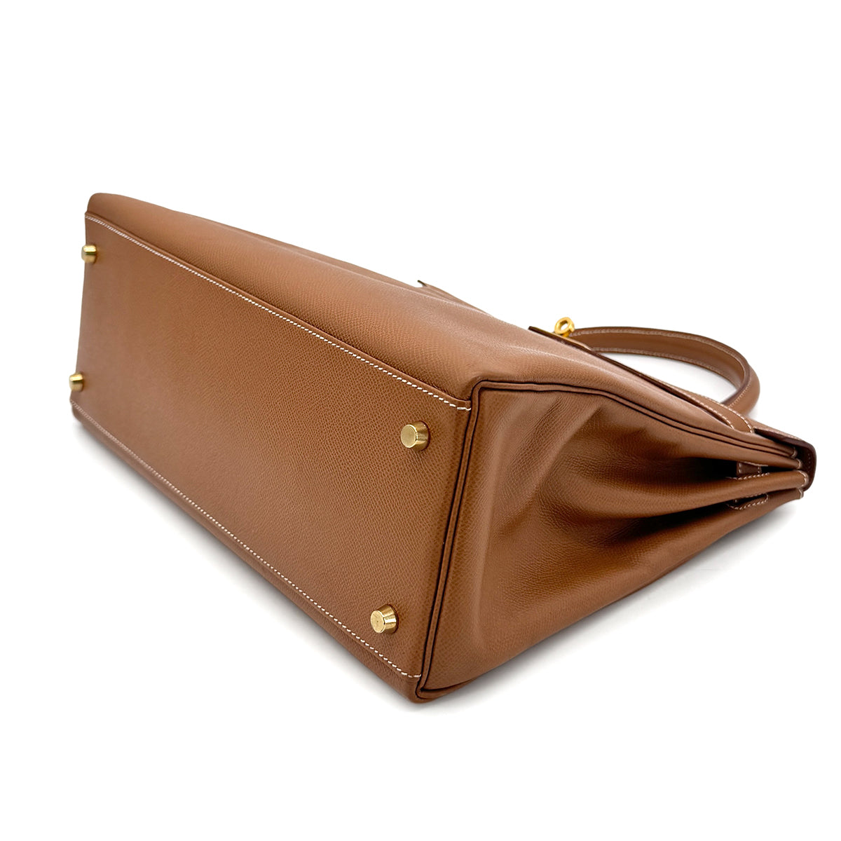 HERMES KELLY 35 RETOURNE GOLD COUCHVEL HAND SHOULDER BAG □A GHW 90272549