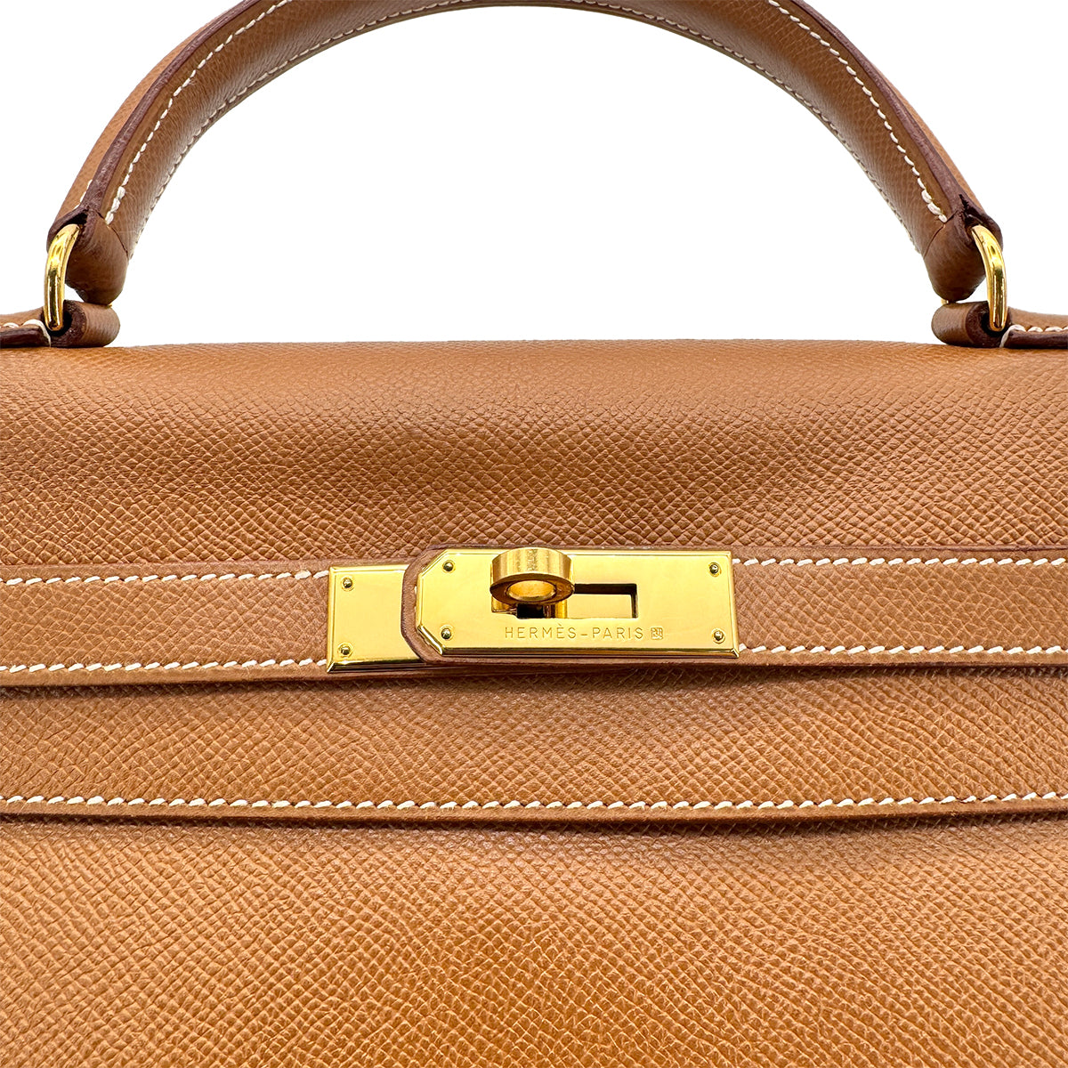 HERMES KELLY 35 RETOURNE GOLD COUCHVEL HAND SHOULDER BAG □A GHW 90272549