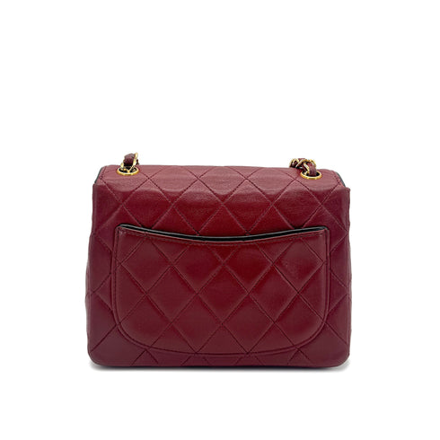 CHANEL VINTAGE MINI SQUARE 17 CHAIN SHOULDER BAG RED LAMB SKIN 90272550 - PURPOSE