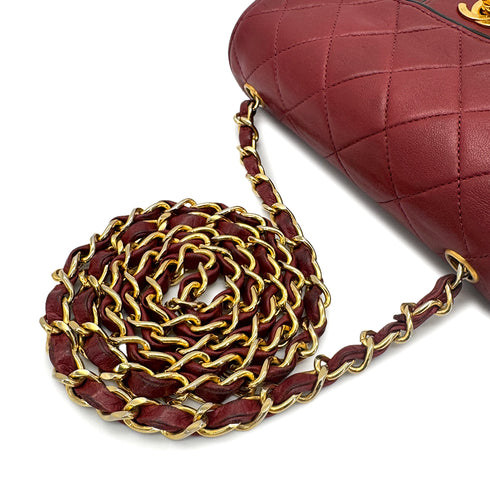 CHANEL VINTAGE MINI SQUARE 17 CHAIN SHOULDER BAG RED LAMB SKIN 90272550 - PURPOSE
