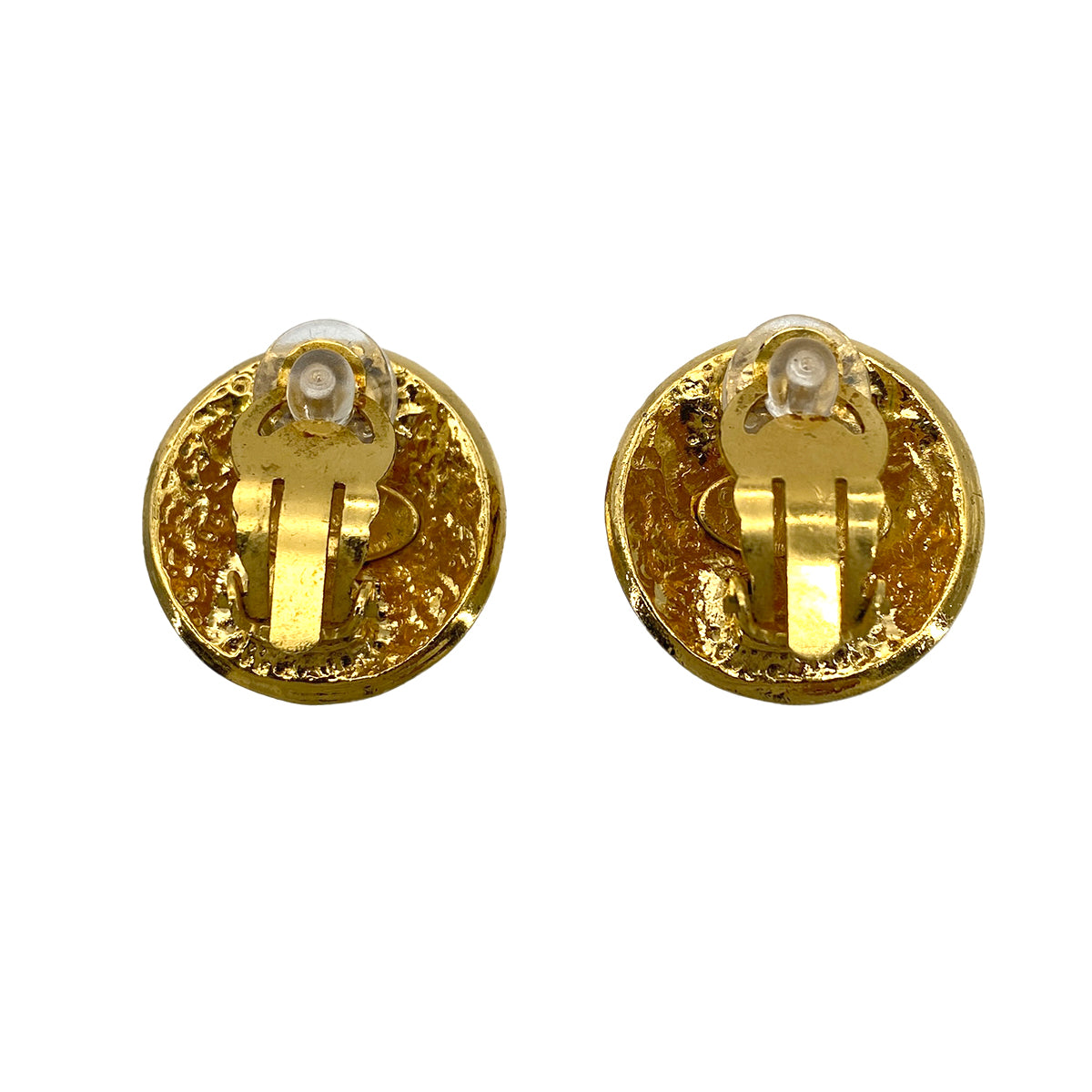 CHANEL VINTAGE EARRINGS COCOMARK ROUND GOLD ACCESSORY 94P 90272584
