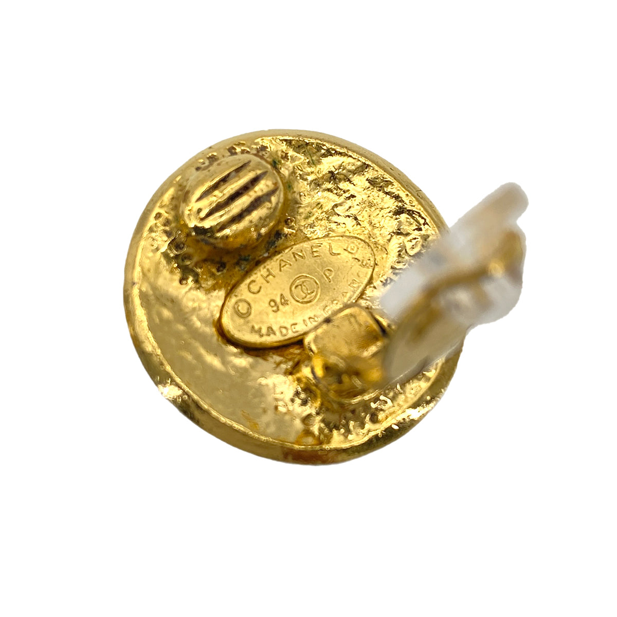 CHANEL VINTAGE EARRINGS COCOMARK ROUND GOLD ACCESSORY 94P 90272584