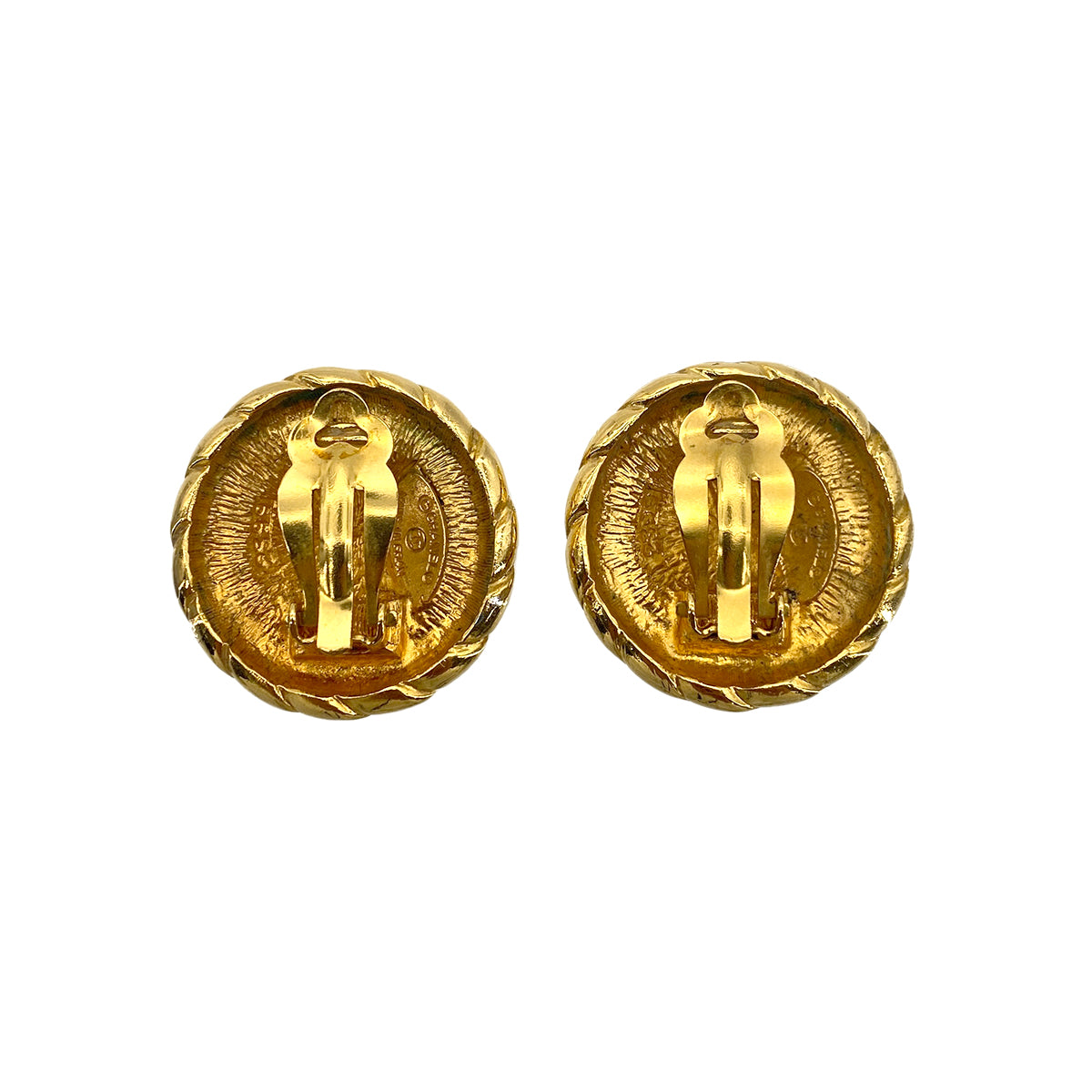 CHANEL VINTAGE EARRINGS COCOMARK ROUND GOLD ACCESSORY 90272585