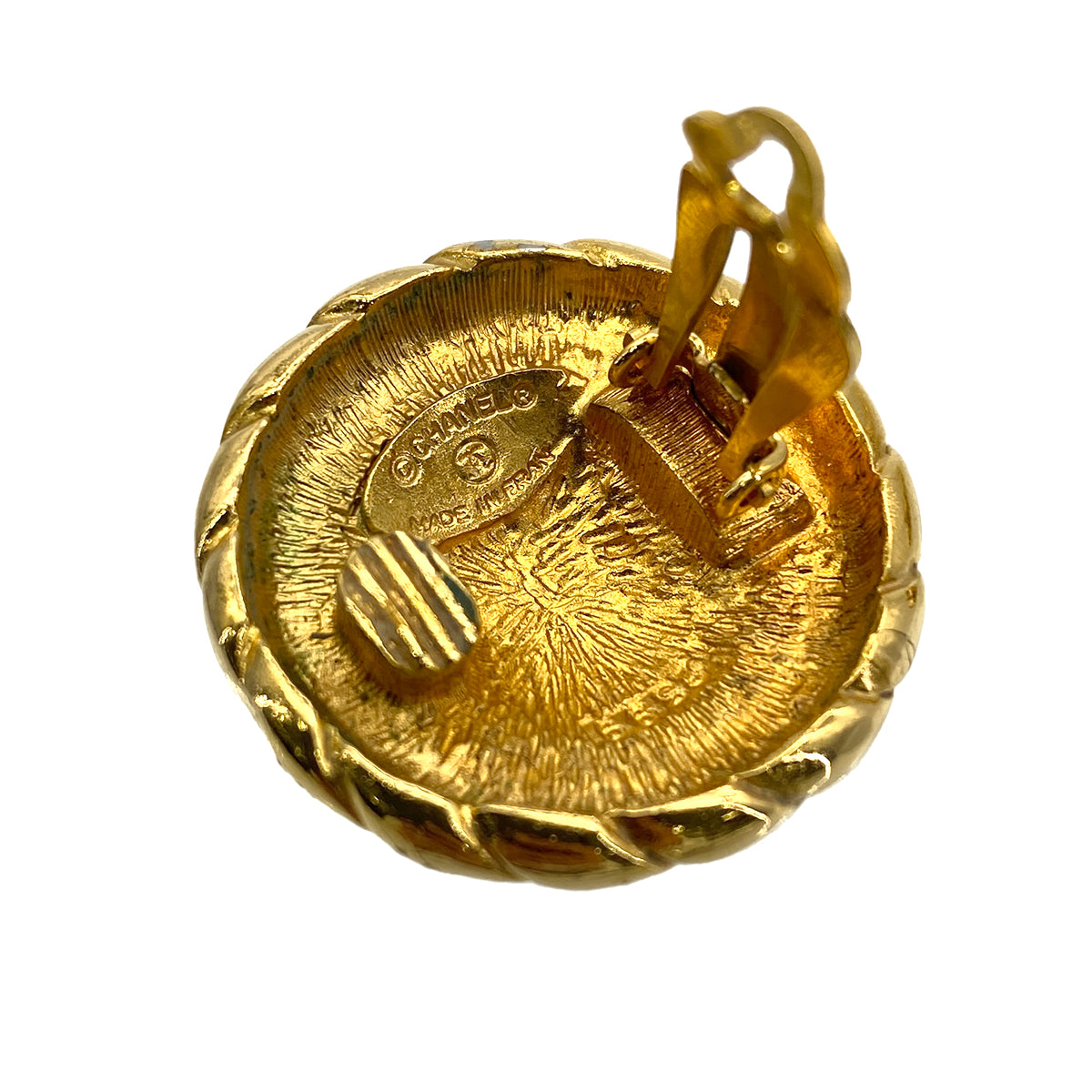 CHANEL VINTAGE EARRINGS COCOMARK ROUND GOLD ACCESSORY 90272585
