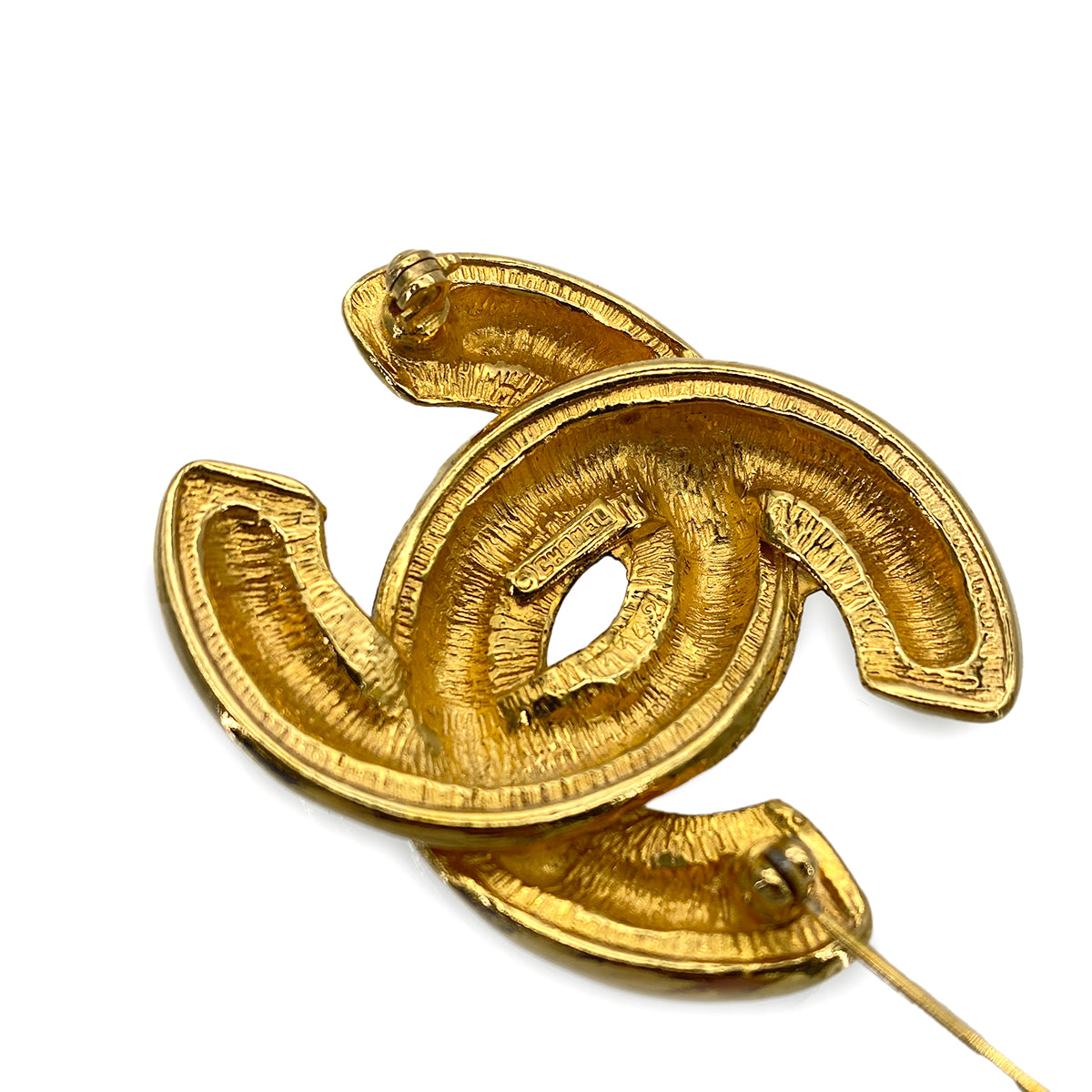CHANEL VINTAGE MATELASSE COCOMARK BROOCH GOLD ACCESSORY 90272588