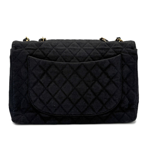 CHANEL VINTAGE MAXI MATELASSE CHAIN SHOULDER BAG BLACK LINEN 90272804 - PURPOSE