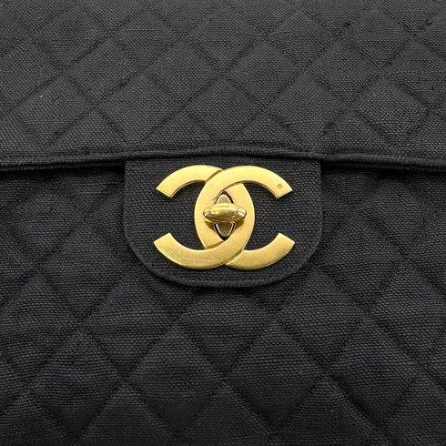 CHANEL VINTAGE MAXI MATELASSE CHAIN SHOULDER BAG BLACK LINEN 90272804 - PURPOSE