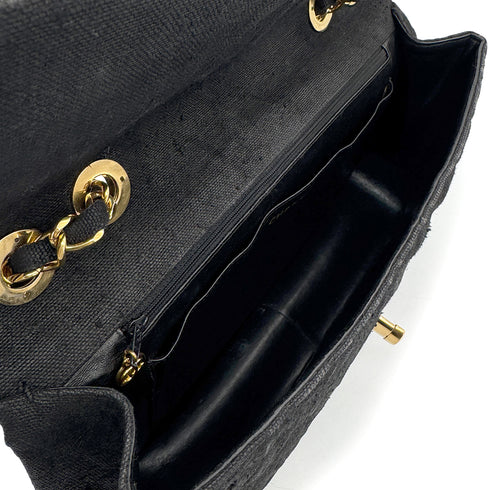 CHANEL VINTAGE MAXI MATELASSE CHAIN SHOULDER BAG BLACK LINEN 90272804 - PURPOSE