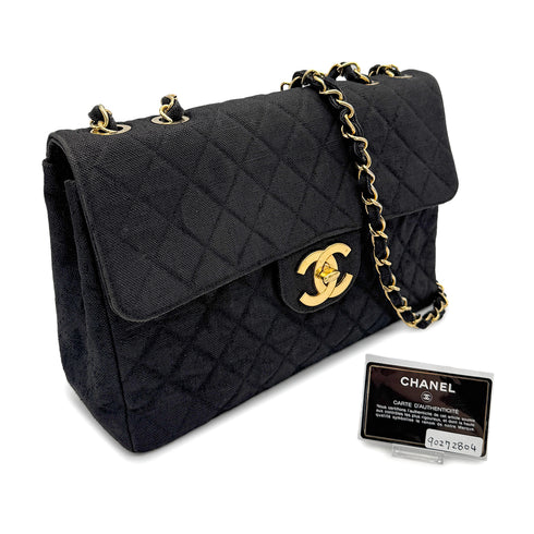 CHANEL VINTAGE MAXI MATELASSE CHAIN SHOULDER BAG BLACK LINEN 90272804 - PURPOSE