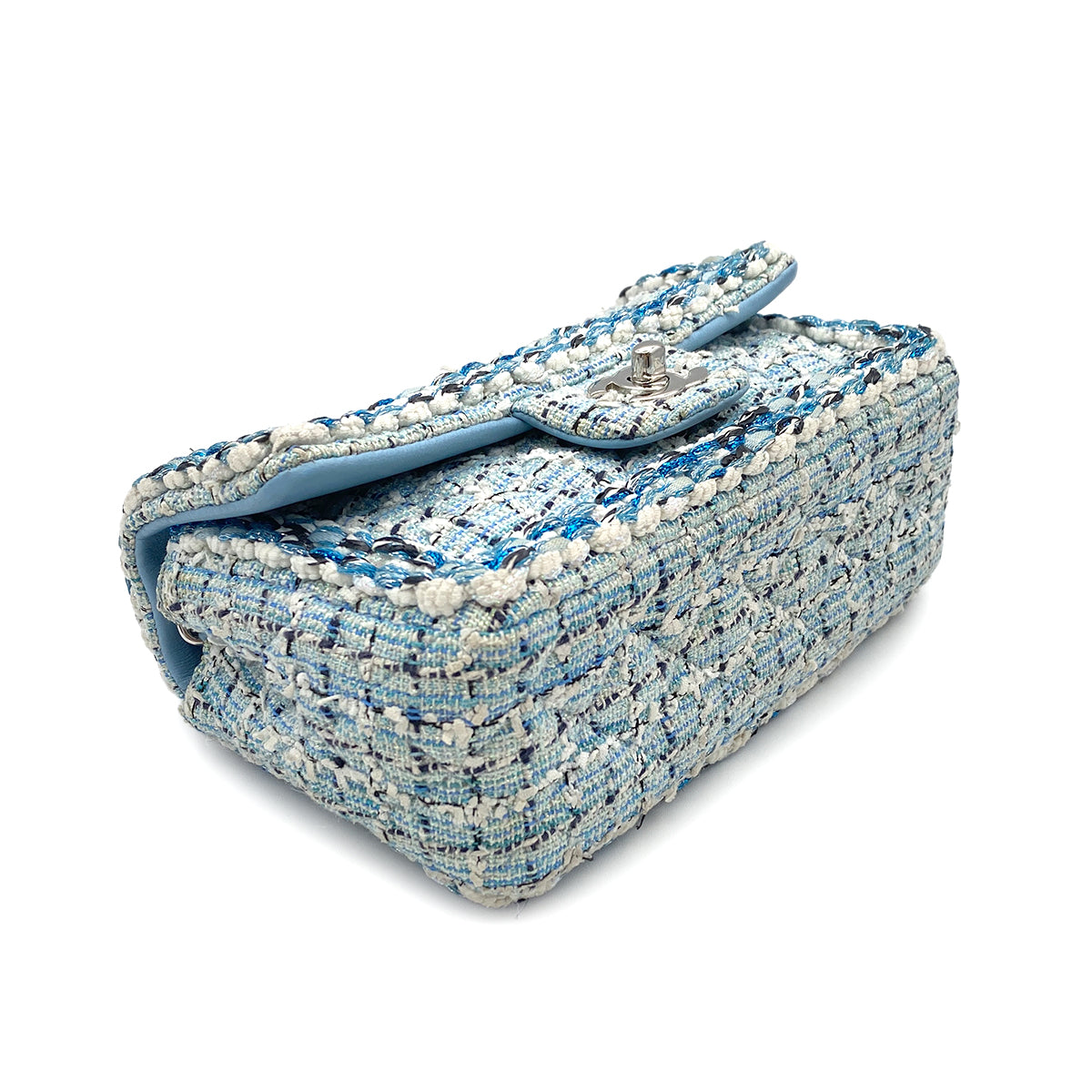 CHANEL MINI MATELASSE CHAIN SHOULDER BAG BLUE TWEED 90272807