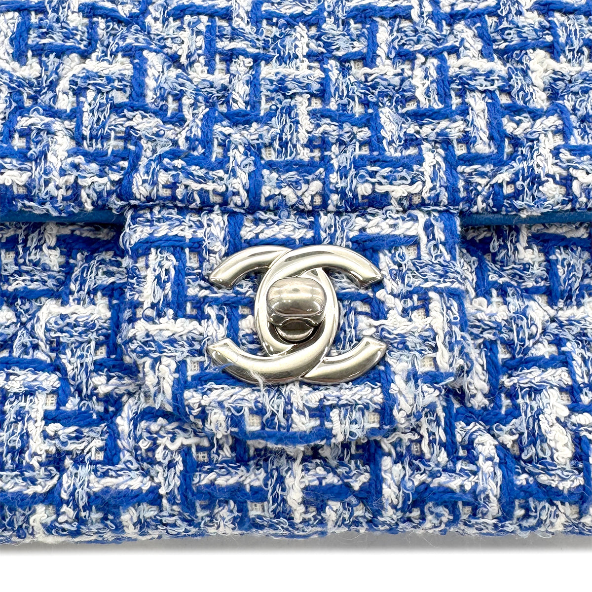 CHANEL MINI MATELASSE CHAIN SHOULDER BAG BLUE TWEED 90272811