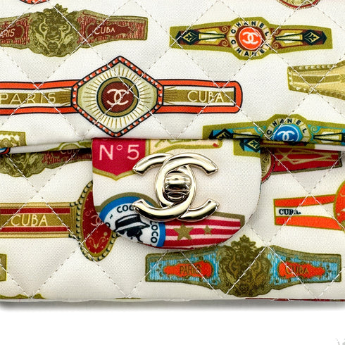 CHANEL MINI MATELASSE CUBA COLLECTION CHAIN SHOULDER BAG WHITE SATIN 90272813