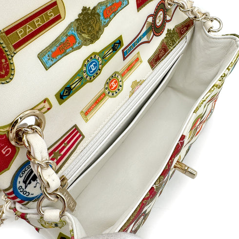 CHANEL MINI MATELASSE CUBA COLLECTION CHAIN SHOULDER BAG WHITE SATIN 90272813