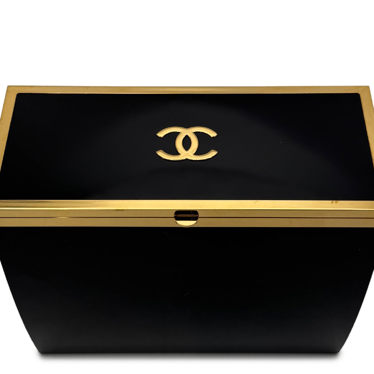 CHANEL VINTAGE MINAUDIERE SNAKE CHAIN SHOULDER VANITY BAG BLACK 97P 90272815