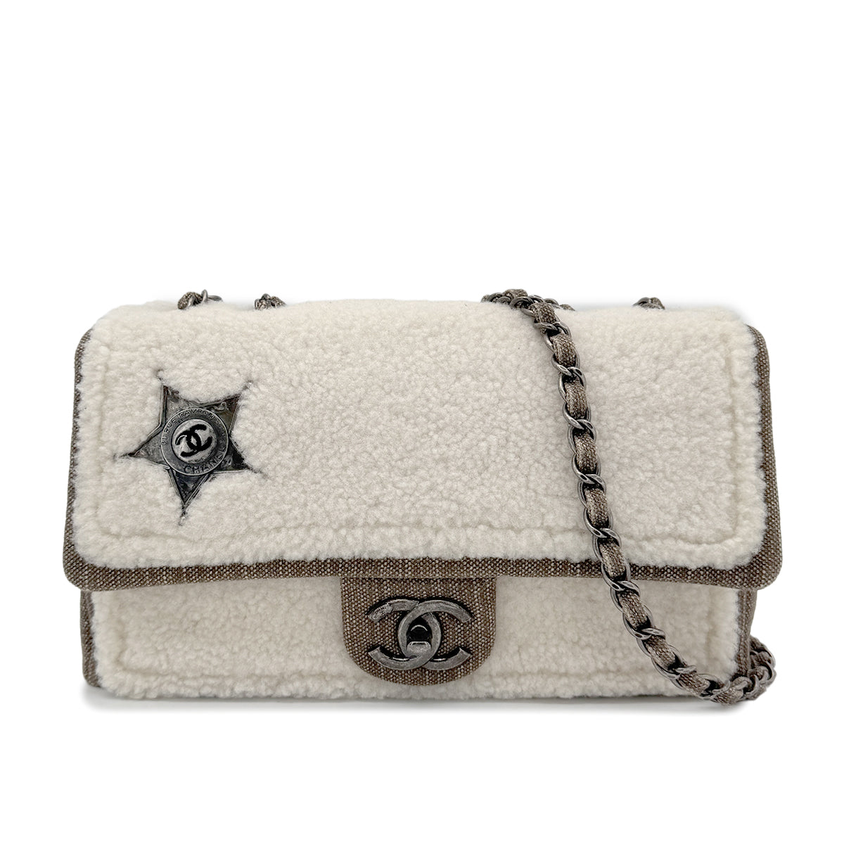 CHANEL PARIDARAS MOUTON CHAIN SHOULDER BAG STAR 90272818