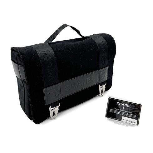 CHANEL SPORTS LINE SHOULDER BAG BLACK CANVAS 90272820