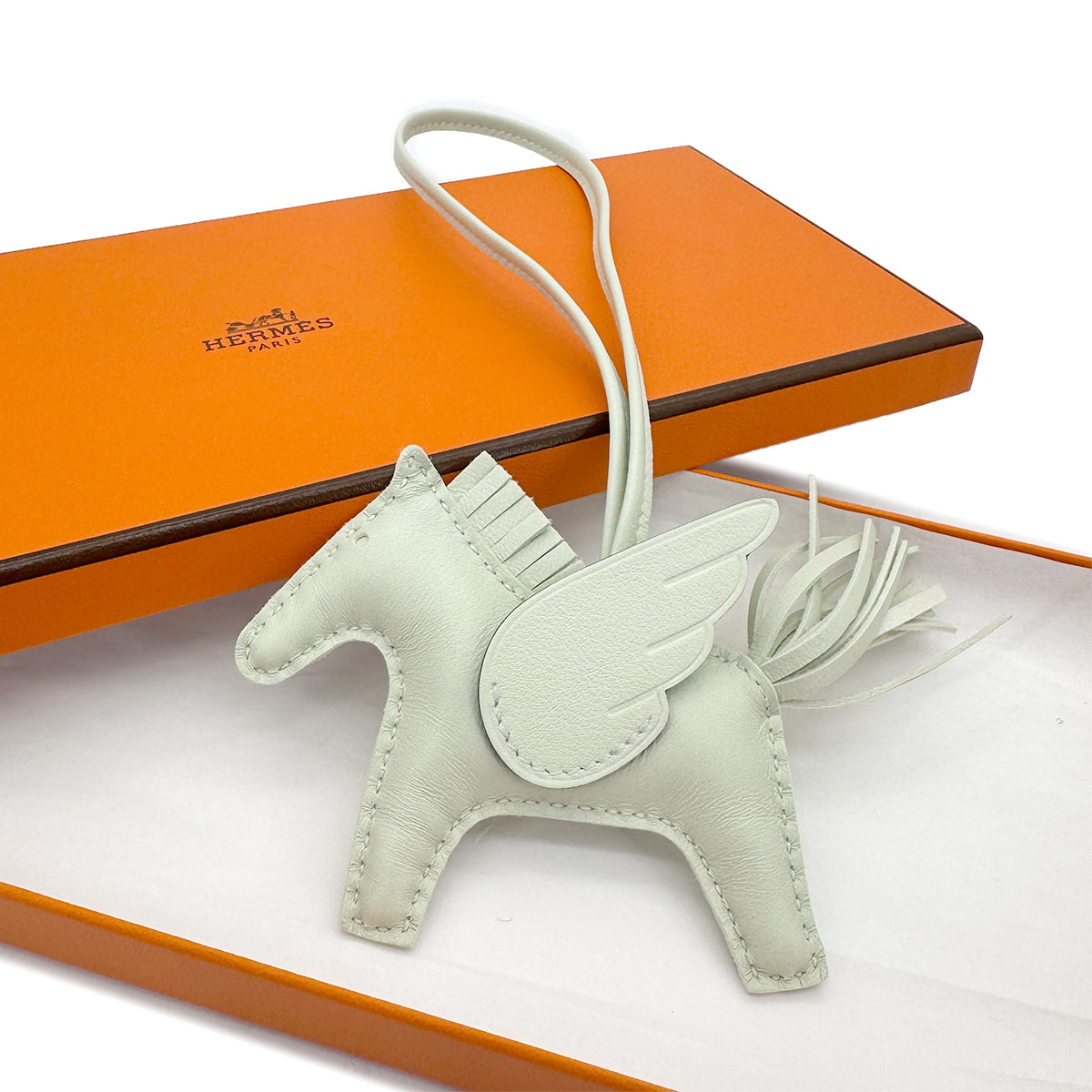 HERMES BAG CHARM RODEO PEGASUS PM VERT FIZZ AGNEAU MILO VEAU SWIFT B 90272827