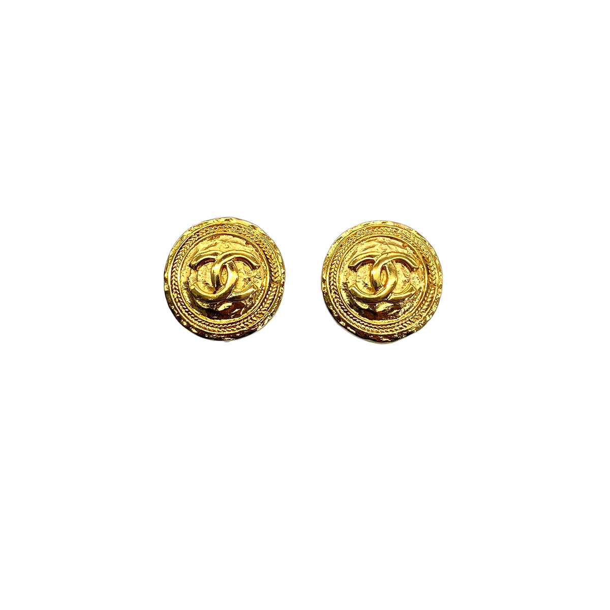 CHANEL VINTAGE EARRINGS COCOMARK ROUND GOLD ACCESSORY 90272829