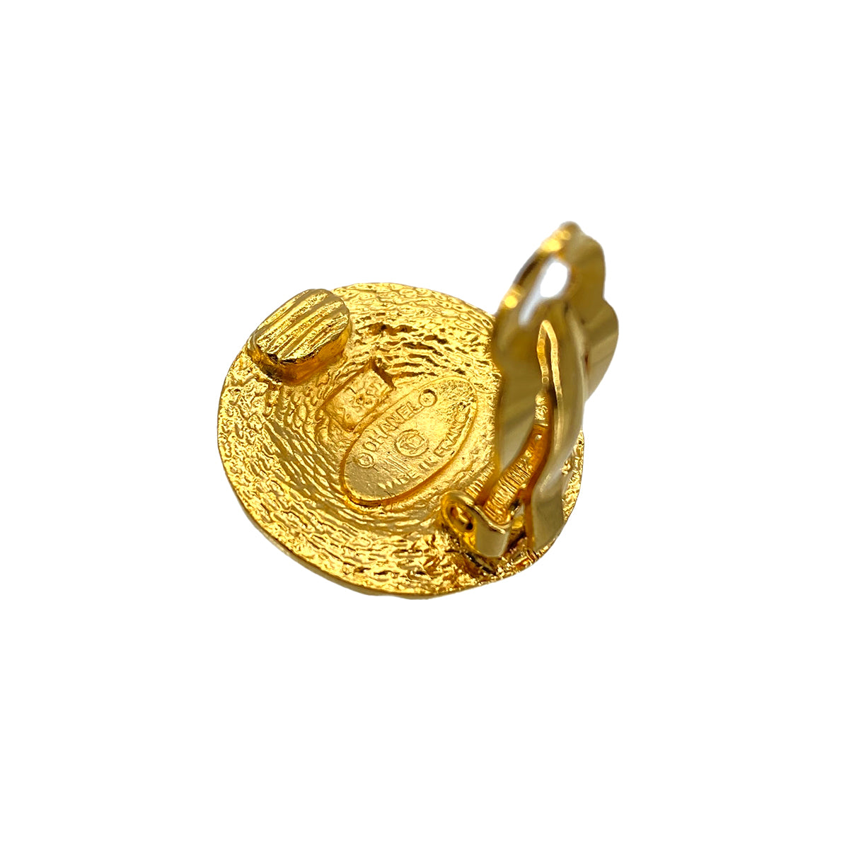 CHANEL VINTAGE EARRINGS COCOMARK ROUND GOLD ACCESSORY 90272829