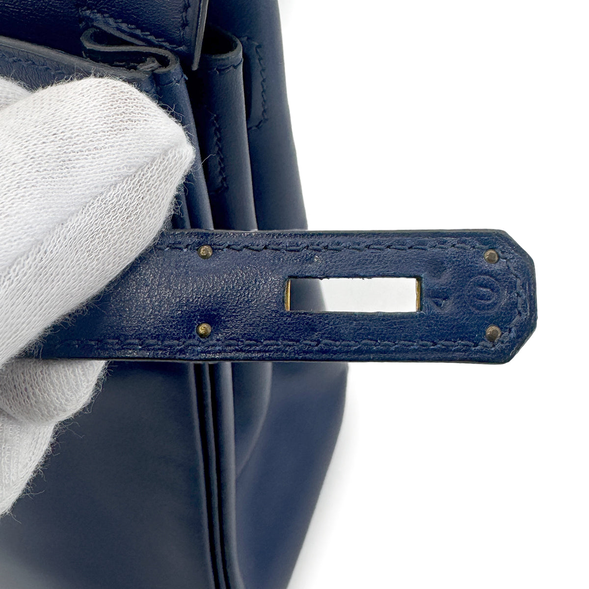 HERMES KELLY 28 RETOURNE BLUE BOX CALF HAND SHOULDER BAG 〇U GHW 90272852