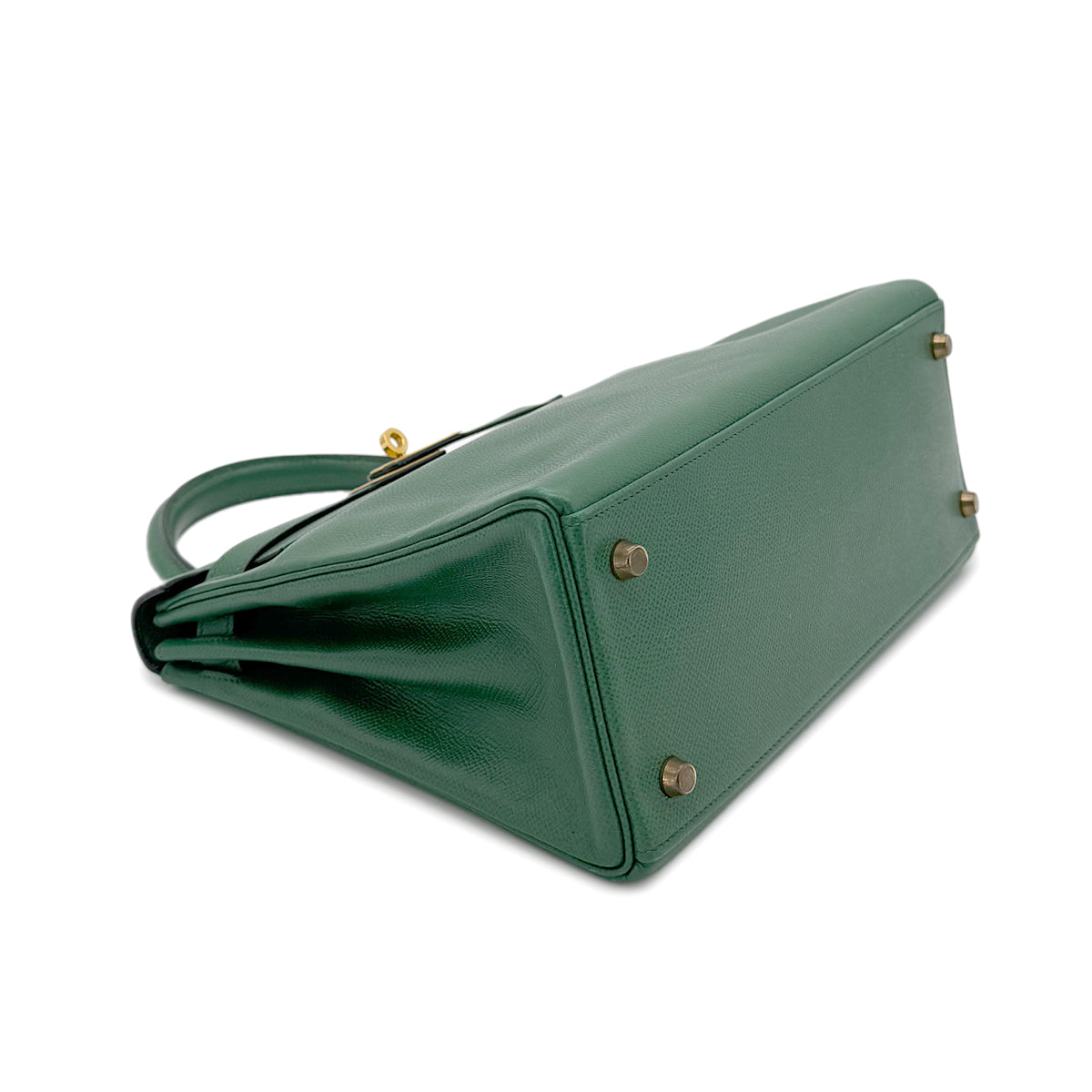 HERMES KELLY 28 RETOURNE GREEN COUCHEVEL HAND SHOULDER BAG 〇T GHW 90272858
