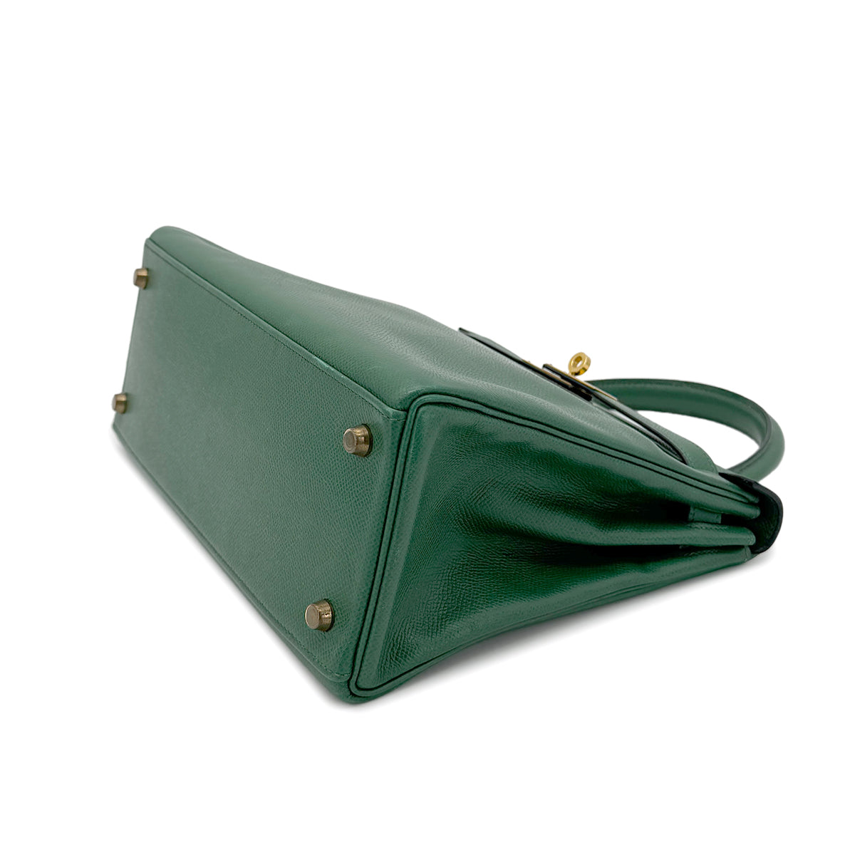 HERMES KELLY 28 RETOURNE GREEN COUCHEVEL HAND SHOULDER BAG 〇T GHW 90272858