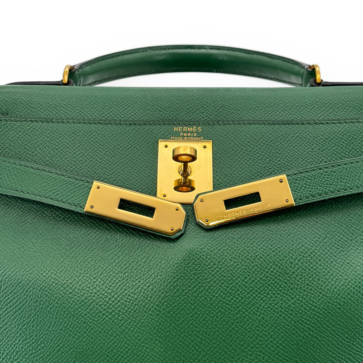 HERMES KELLY 28 RETOURNE GREEN COUCHEVEL HAND SHOULDER BAG 〇T GHW 90272858