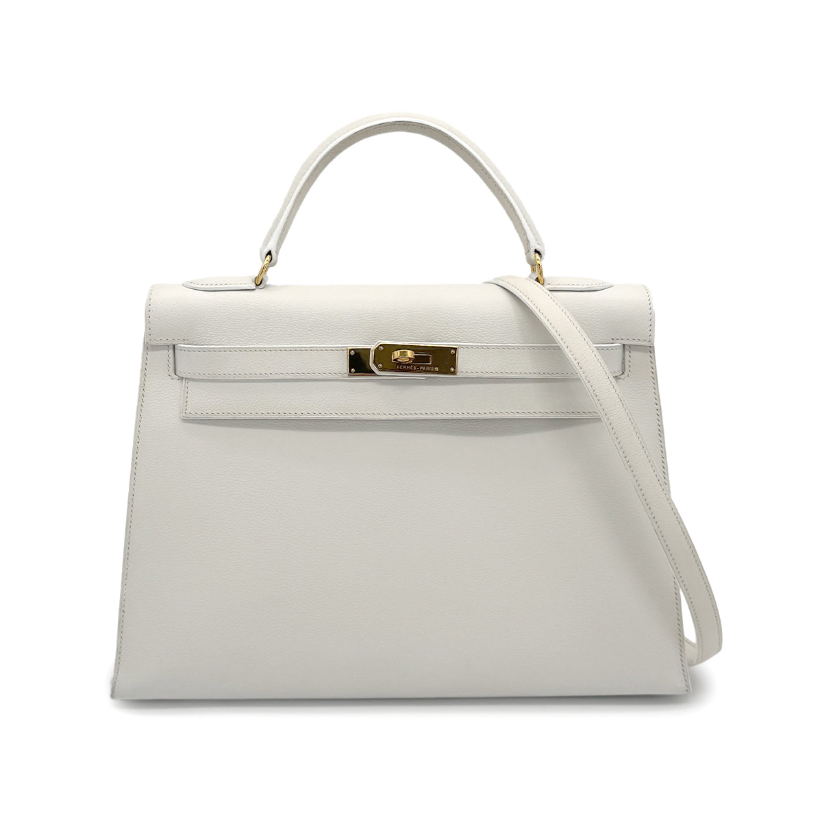 HERMES KELLY 32 RETOURNE WHITE GRAINE HAND SHOULDER BAG 〇Y 90272859