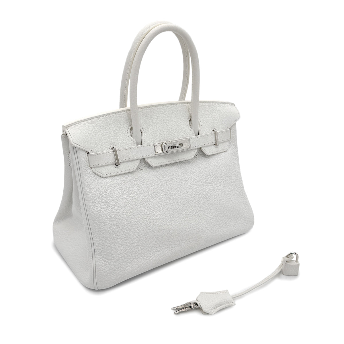 HERMES BIRKIN 30 WHITE TAURILLON CLEMENCE HAND BAG ▢K SHW 90272861