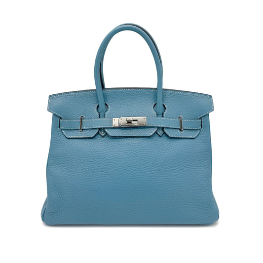 HERMES BIRKIN 30 BLEU JEAN TAURILLON CLEMENCE HAND BAG ▢H SHW 90272862