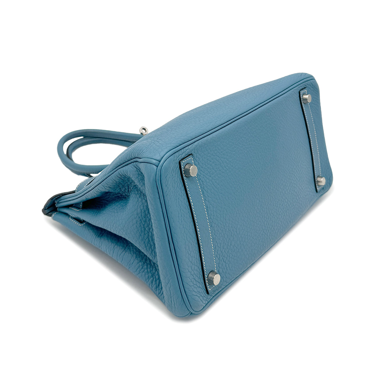 HERMES BIRKIN 30 BLEU JEAN TAURILLON CLEMENCE HAND BAG ▢H SHW 90272862