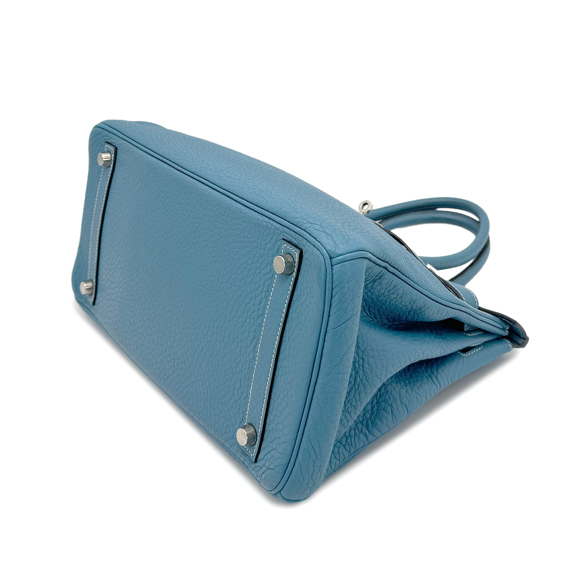 HERMES BIRKIN 30 BLEU JEAN TAURILLON CLEMENCE HAND BAG ▢H SHW 90272862