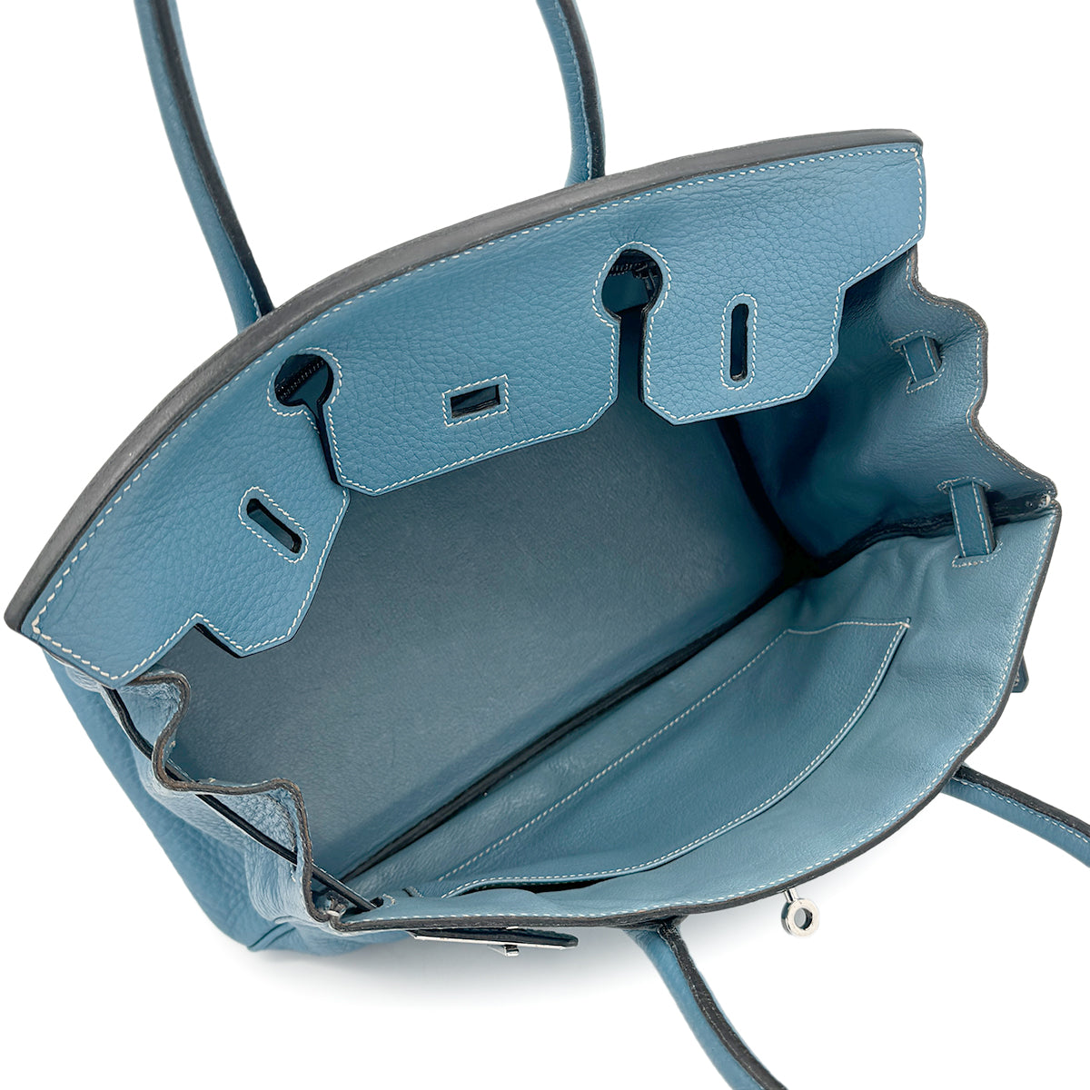 HERMES BIRKIN 30 BLEU JEAN TAURILLON CLEMENCE HAND BAG ▢H SHW 90272862