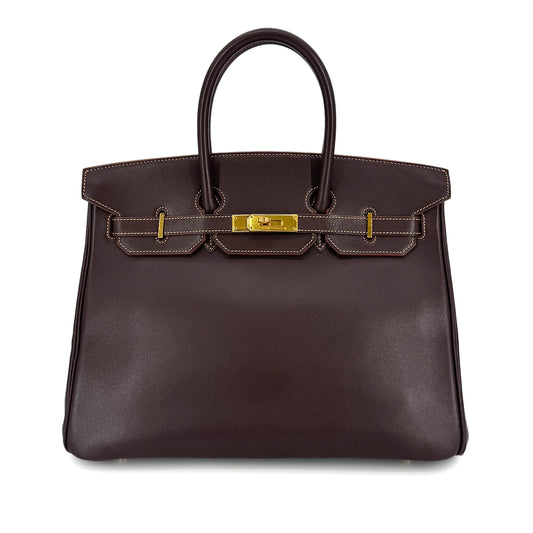 HERMES BIRKIN 35  HAVANE VEAU GULLIVER HAND BAG □B GHW 90272863