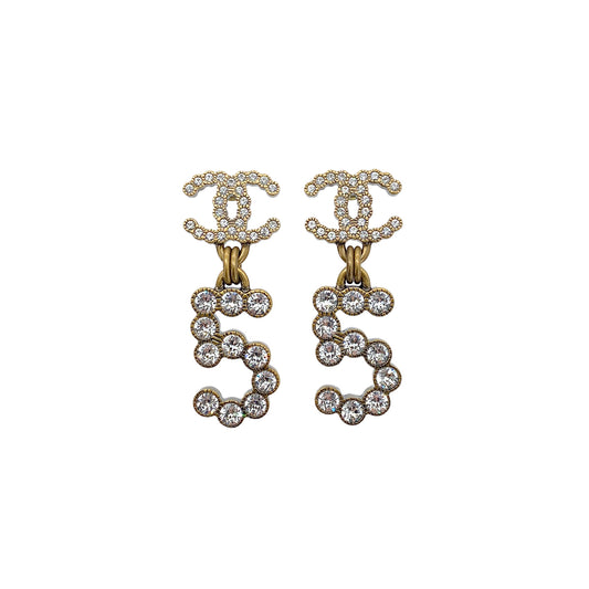 CHANEL EARRINGS SWING COCOMARK No.5 RHINESTONE ACCESSORY B20S 90272864