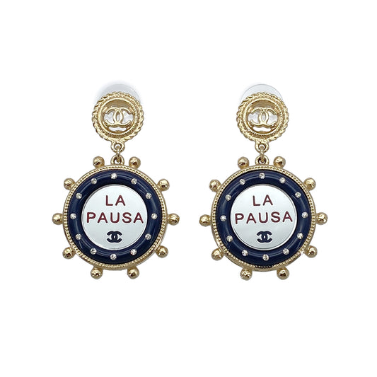 CHANEL EARRINGS LA PAUSA COCOMARK RHINESTONE ACCESSORY A19C 90272869