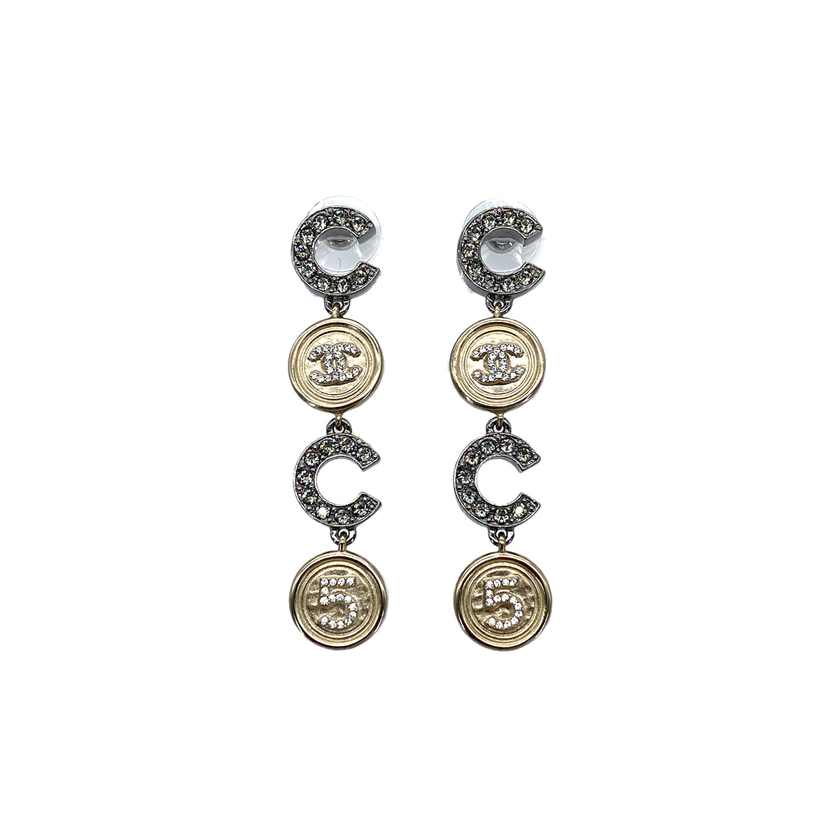 CHANEL EARRINGS SWING COCOMARK RHINESTONE ACCESSORY A21S 90272870