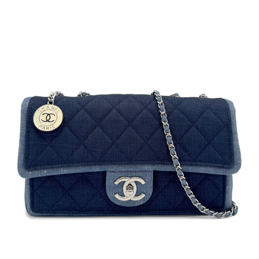 CHANEL MATELASSE CHAIN SHOULDER BAG BLUE DENIM 90272932