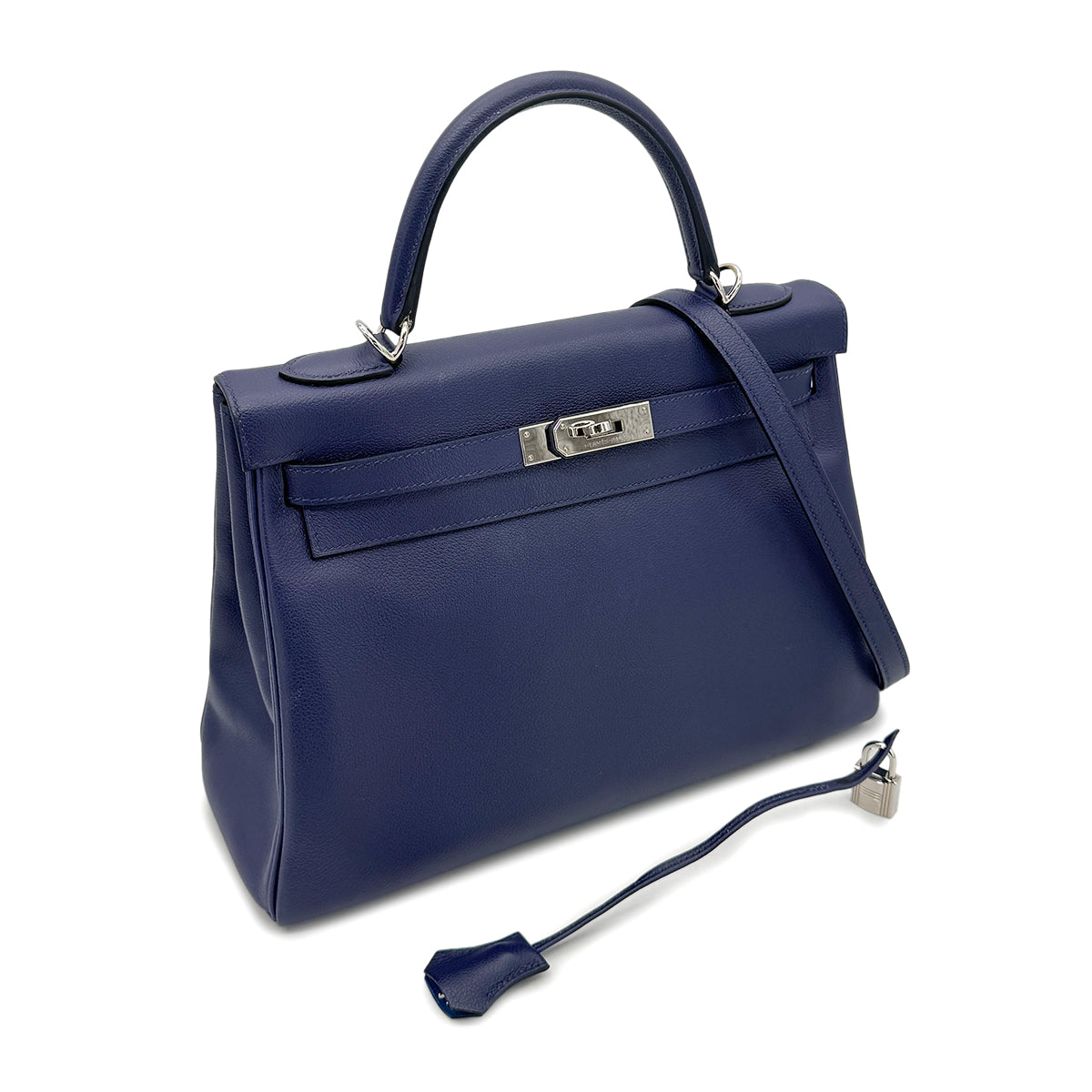 HERMES KELLY 32 RETOURNE BLEU ENCRE BLEU ZELLIGE EVERCOLOR HAND SHOULDER BAG D SHW 90272943