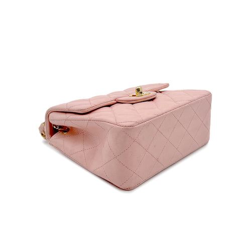 CHANEL VINTAGE MINI SQUARE 17 CHAIN SHOULDER BAG PINK LAMB SKIN 90272953 - PURPOSE