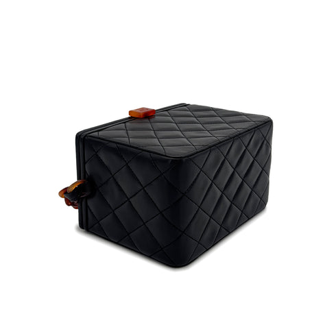 CHANEL VINTAGE VANITY CHAIN SHOULDER BAG BLACK TORTOISESHELL LAMB SKIN 90272954