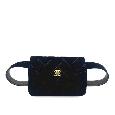 CHANEL VINTAGE COCOMARK VELOUR BELT BAG BLACK 90272955 - PURPOSE