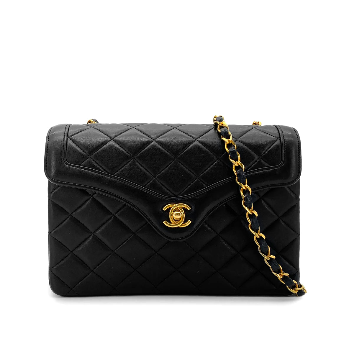 CHANEL MATELASSE CHAIN SHOULDER BAG BLACK LAMB SKIN 90272960