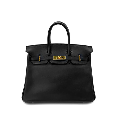 HERMES BIRKIN 25 BLACK SWIFT HAND BAG □R GHW 90272967 - PURPOSE