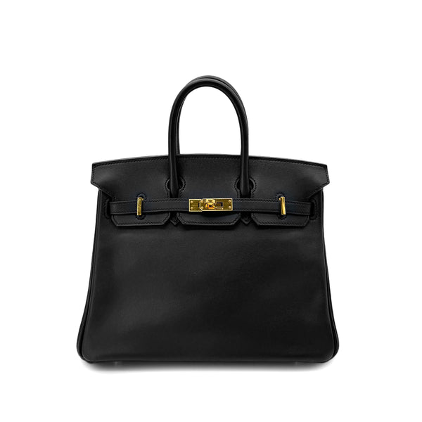 HERMES BIRKIN 25 BLACK SWIFT HAND BAG □R GHW 90272967 - PURPOSE
