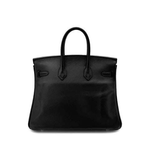 HERMES BIRKIN 25 BLACK SWIFT HAND BAG □R GHW 90272967 - PURPOSE