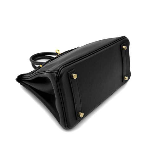 HERMES BIRKIN 25 BLACK SWIFT HAND BAG □R GHW 90272967 - PURPOSE